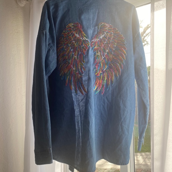 Angel Wing jean Shacket - Picture 1 of 7